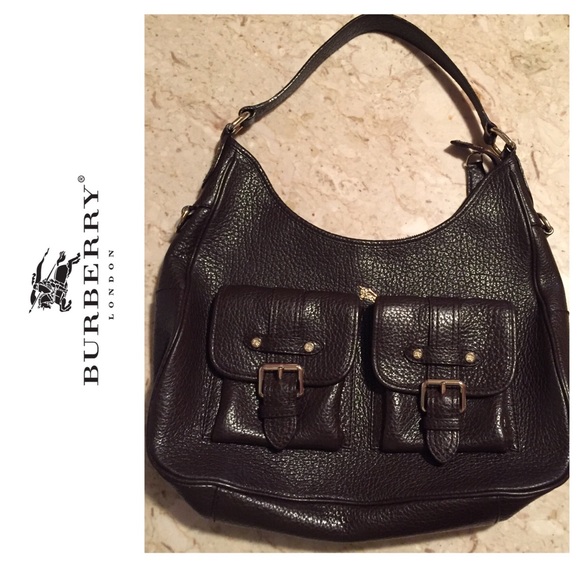 Burberry Handbags - Burberry Pebbled Leather Large Hobo Bag
